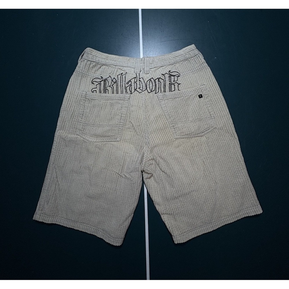 Vintage‎ Rare Billabong Corduroy Mega Baggy Shorts Size 32 Cream Surf Skate Y2K